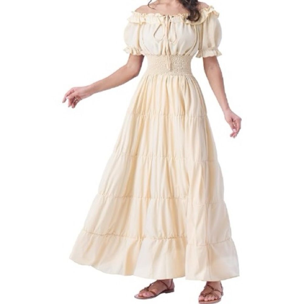 ‼️SOLD‼️ NWT Boho Ivory Off The Shoulder Tiered Maxi Dress XL